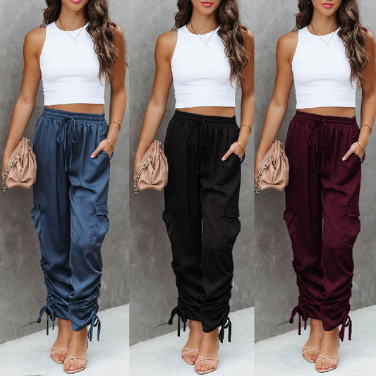 Nsquared Lace-up Elastic Waist With Pocket Pants Casual Pants