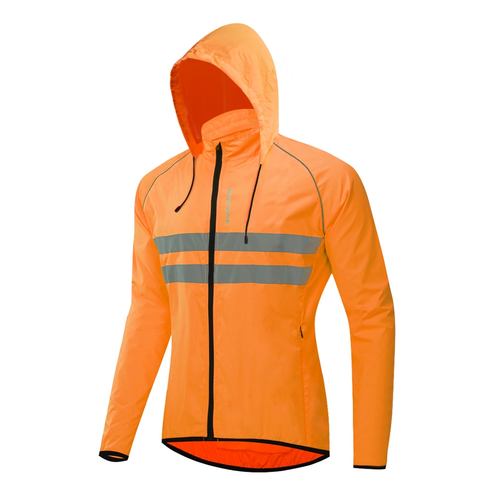 Windproof Cycling Jackets Hooded Men Riding Waterproof Cycle Clothing Bike Long Sleeve Jerseys Reflective Vest Wind Coat