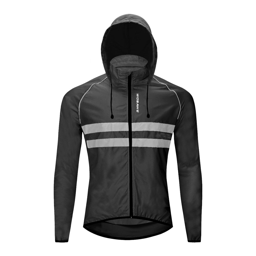 Windproof Cycling Jackets Hooded Men Riding Waterproof Cycle Clothing Bike Long Sleeve Jerseys Reflective Vest Wind Coat