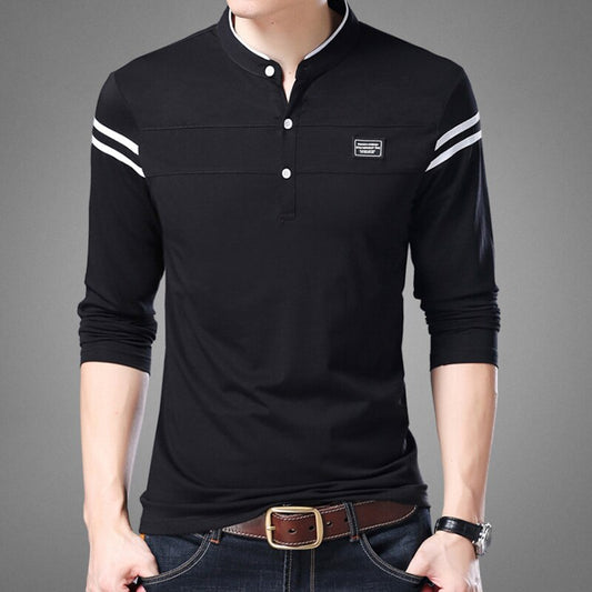 Long Sleeve tshirt for men | Mandarin Collar T-Shirts Tops & Tees Male Tshirts