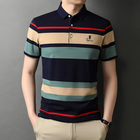 Top Grade New Summer Brand Striped Embroidery Mens Designer Polo Shirts With Short Sleeve Casual Tops Fashions Men Clothing