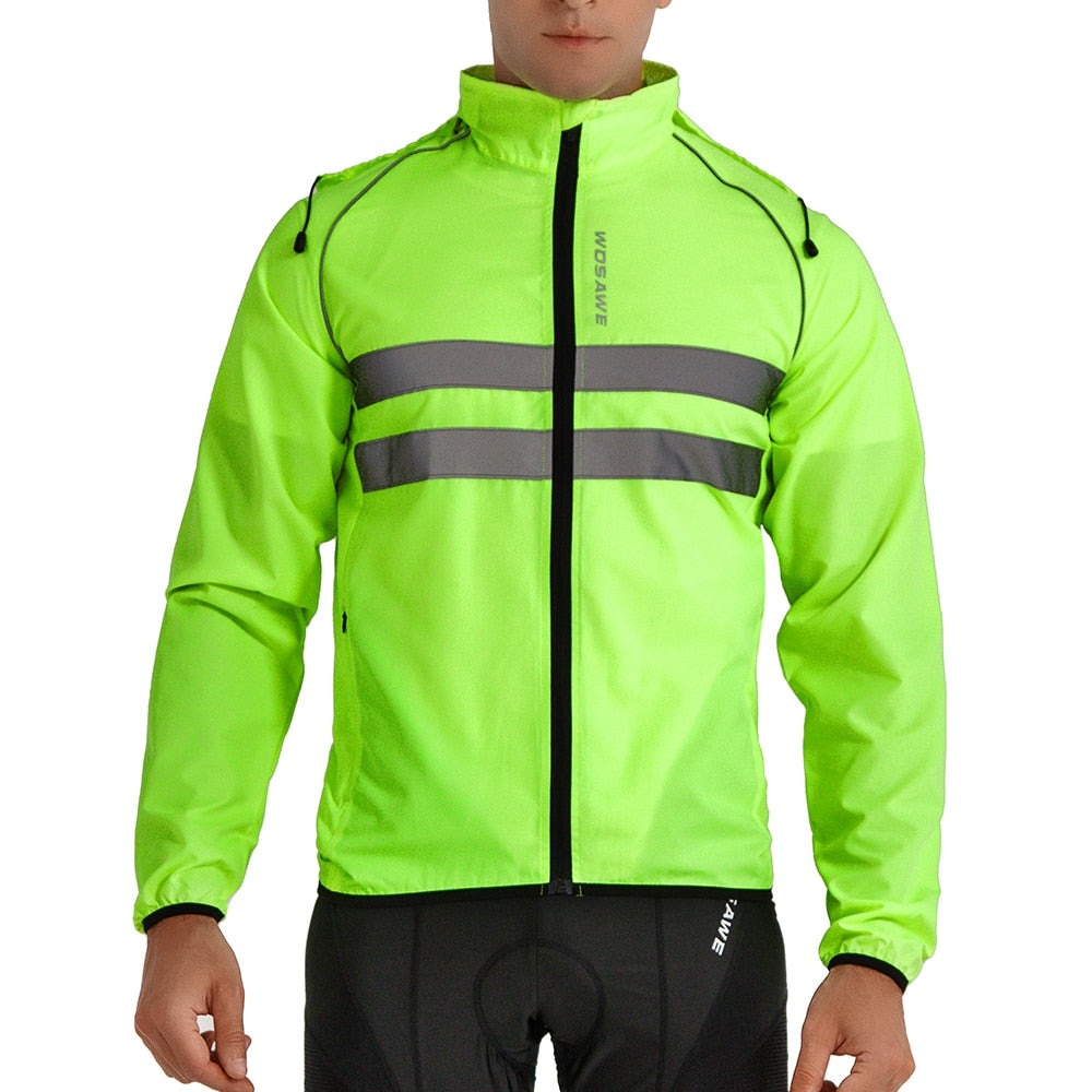 Windproof Cycling Jackets Hooded Men Riding Waterproof Cycle Clothing Bike Long Sleeve Jerseys Reflective Vest Wind Coat