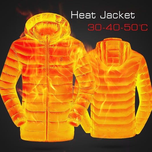 New Warm USB Heating Fleece Jackets Parkas |  Smart Thermostat Detachable Hooded Heated Waterproof Jacket Clothing