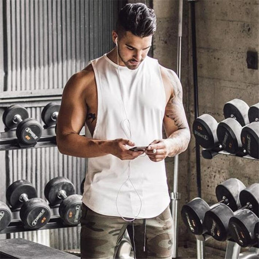 Nsqured Solid Cotton Gym Stringer Tank Top for Men